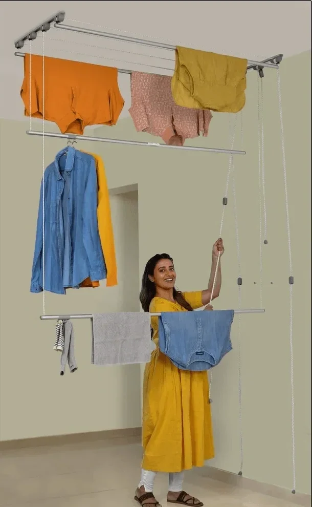 Pulley Clothes Hanger 3 Ceiling-mounted pulley cloth drying hanger with stainless steel rod
